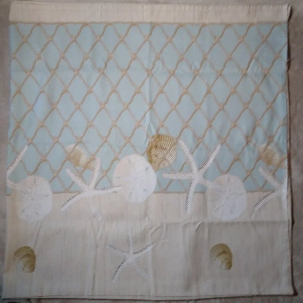 Shower Curtain - Beach Theme - Blue & Tan - New